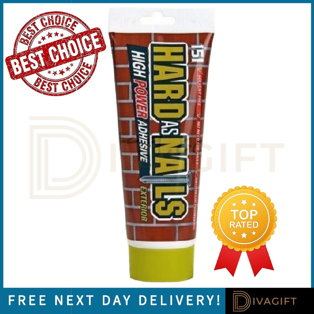 HARD AS NAILS GRAB ADHESIVE GLUE EXTERIOR NO MORE NAILS HIGH POWER 180ML NEW