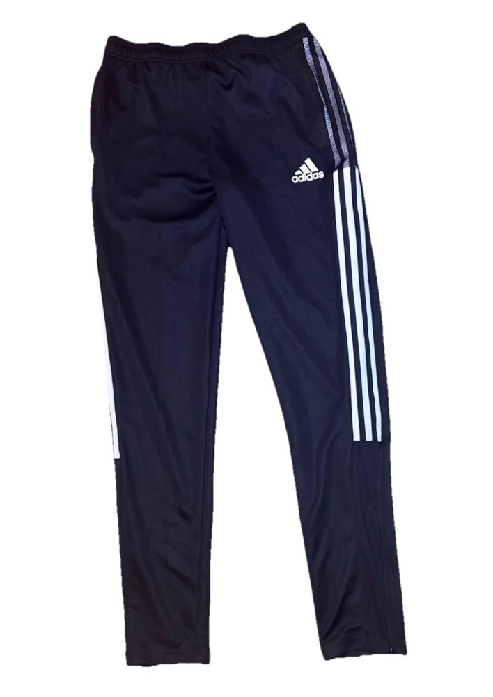 Adidas Primegreen Youth Track Pants Size 15-16 Black 3‑Stripe Ankle Zip