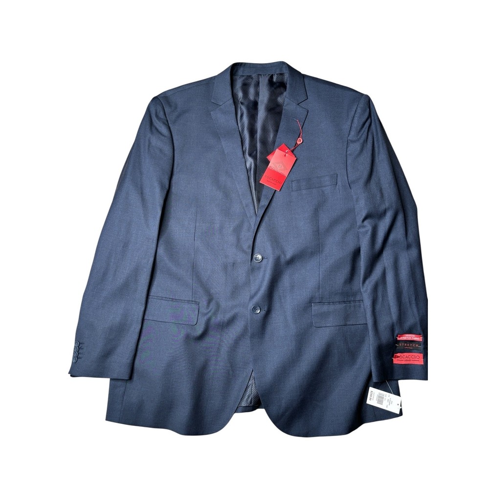 Bocaccio Uomo Paris Navy Blue Stretch Fabric Performance Blazer - Size 50L