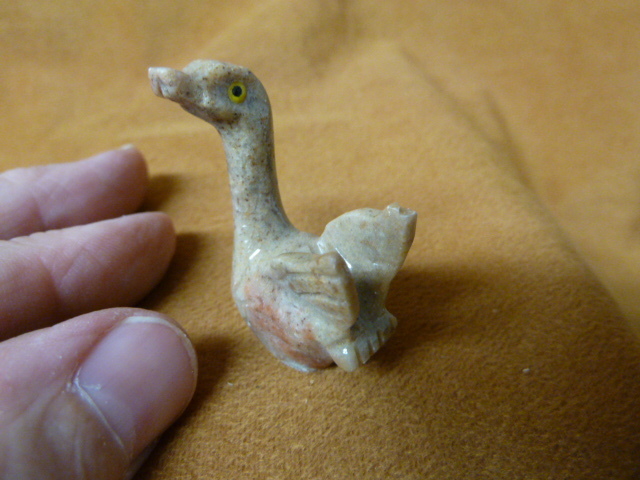 (Y-SWA-10) little tan gray SWAN bird carving SOAPSTONE gem stone figurine ART