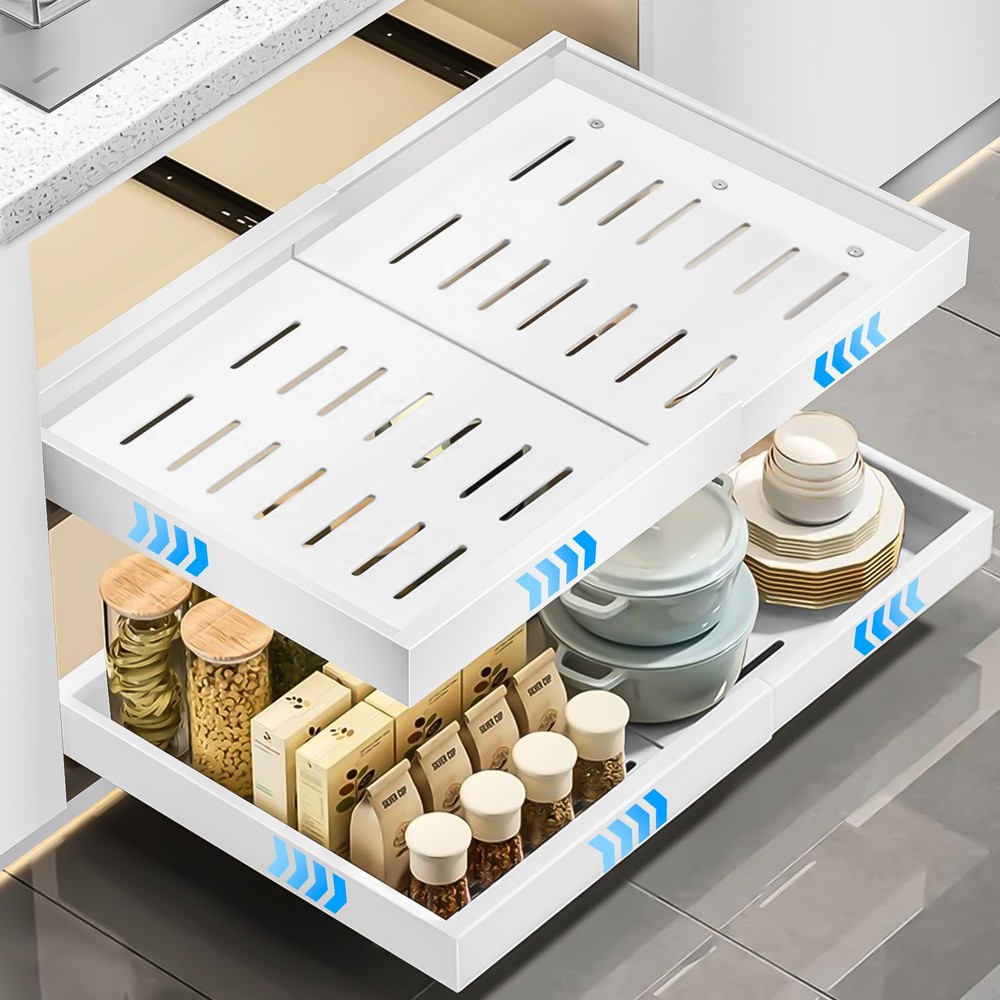 Pull out Cabinet Organizer with Adhesive Nano Film, 1 Pack Heavy Duty Slide o...