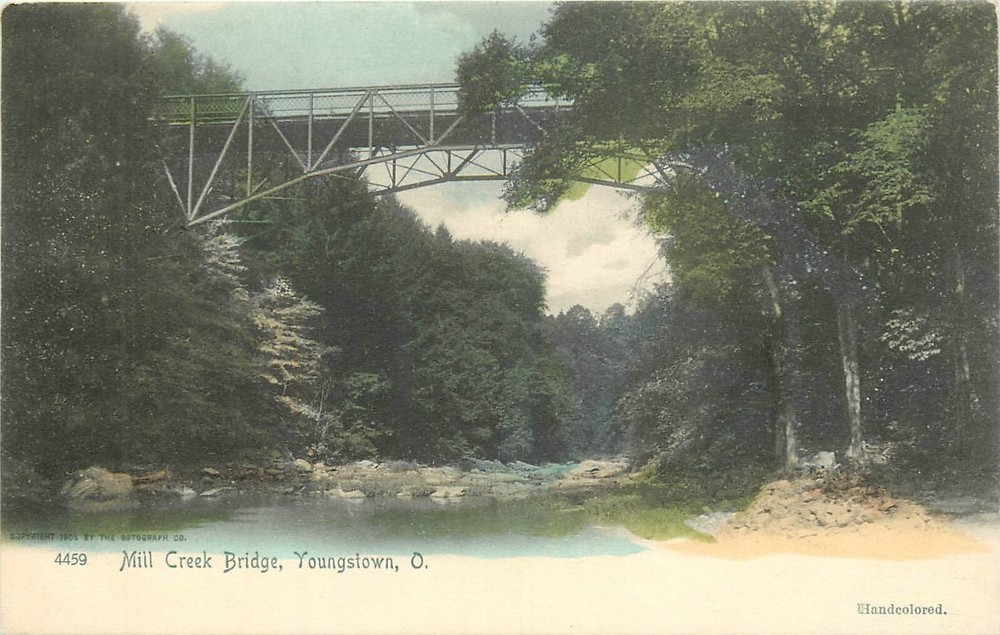 C1905 Youngstown Ohio Mill Creek Bridge Rotograph undivided Postcard 25-2053