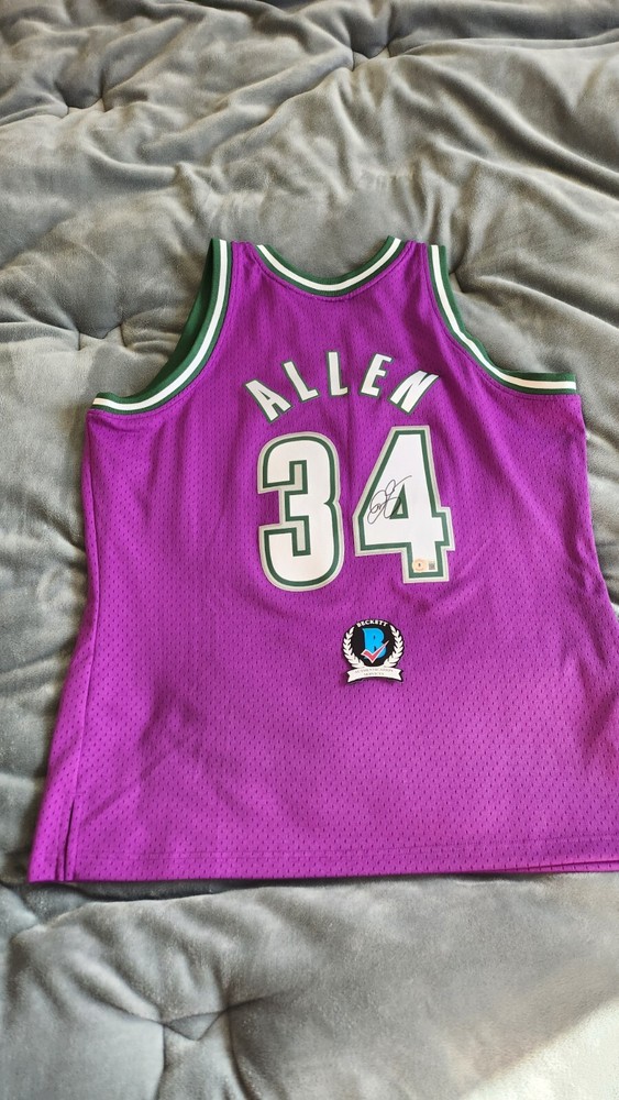 Ray Allen Signed 2000-01 Milwaukee Bucks Mitchell & Ness Jersey With Beckett Coa