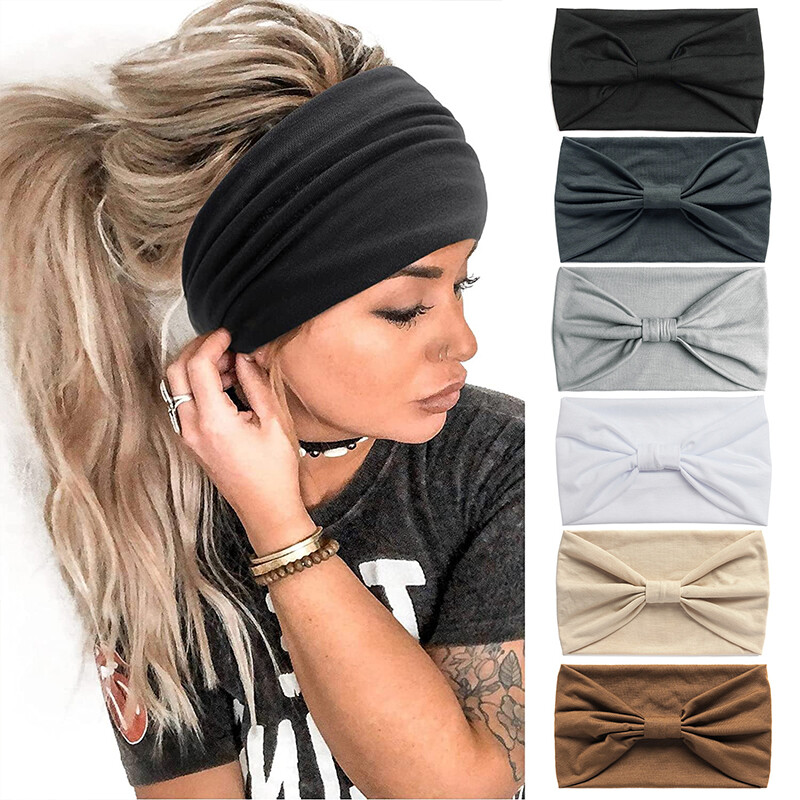 Women Stretchy Wide Headband for Running Yoga Soft Comfort Wrap  