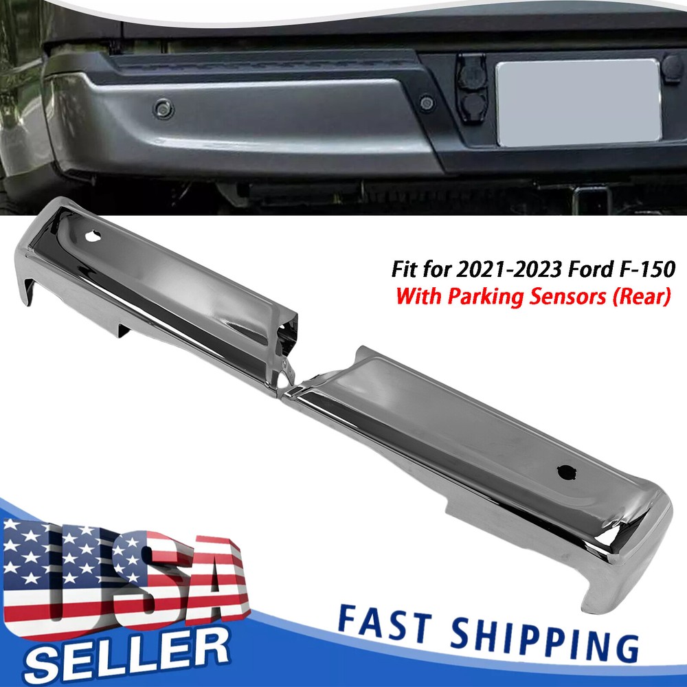 Left & Right Chrome Rear Bumper End For 2021-2023 Ford F-150 W/ Park Sensor