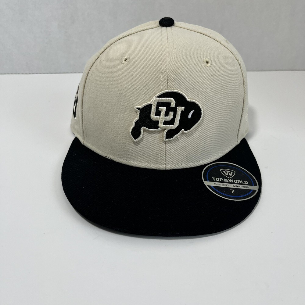 Colorado Buffaloes NCAA Fitted Hat Size 7 Beige Black Top of the World