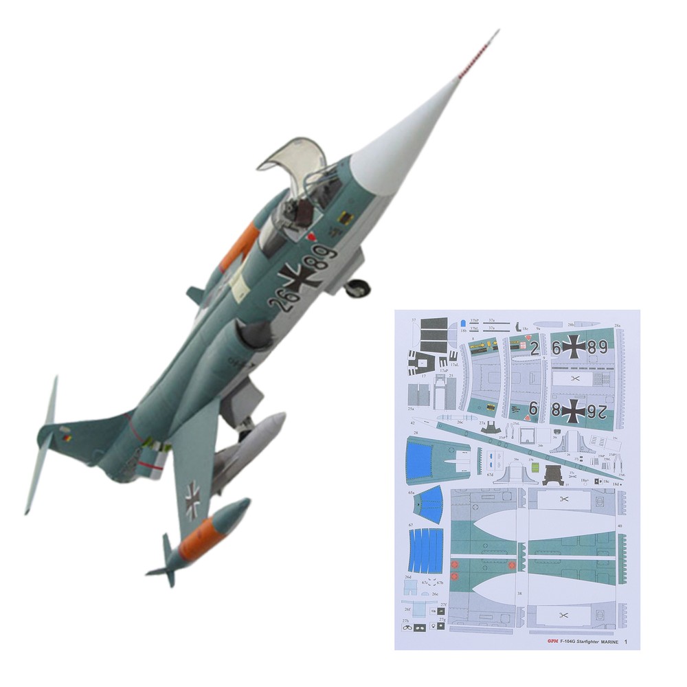 DIY 1/33 US F-104G Star Air Fighter Plane 3D Paper Model Military Puzzle Set