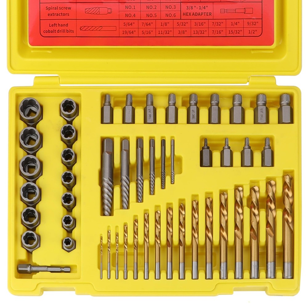 49PCS Screw & Bolt Extractor and Left Drill Bit Set, Easy Out Extractor Set f...