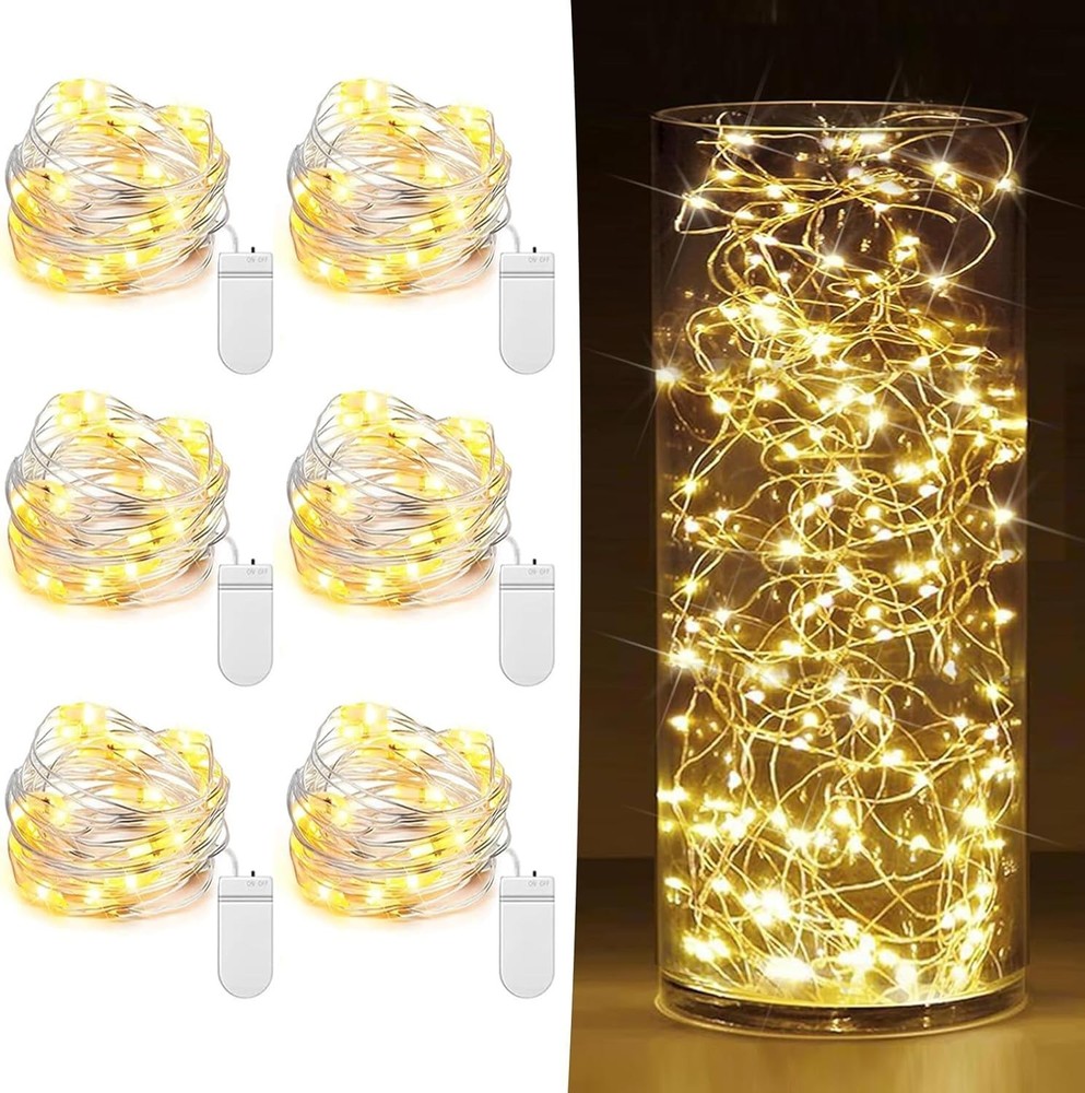 6 Pack Fairy Lights Battery Operated 7ft 20 LED Mini String Lights Twinkle Light