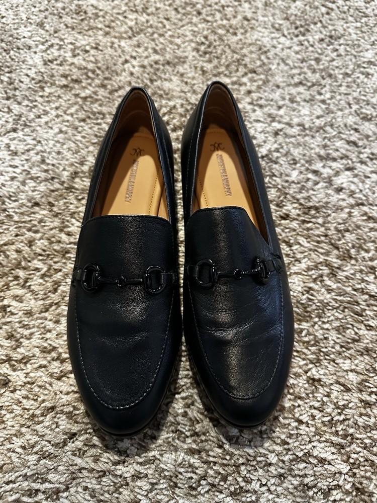Johnston & Murphy Womens 7 Ali Black Glove Leather Loafers Shoes