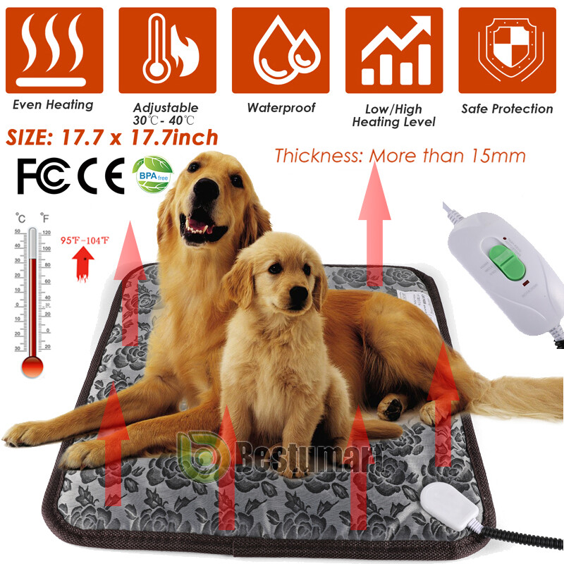 Pet Heating Pad Cats Electric Outdoor Dog Warming Bed Mat with Chew Resistant US