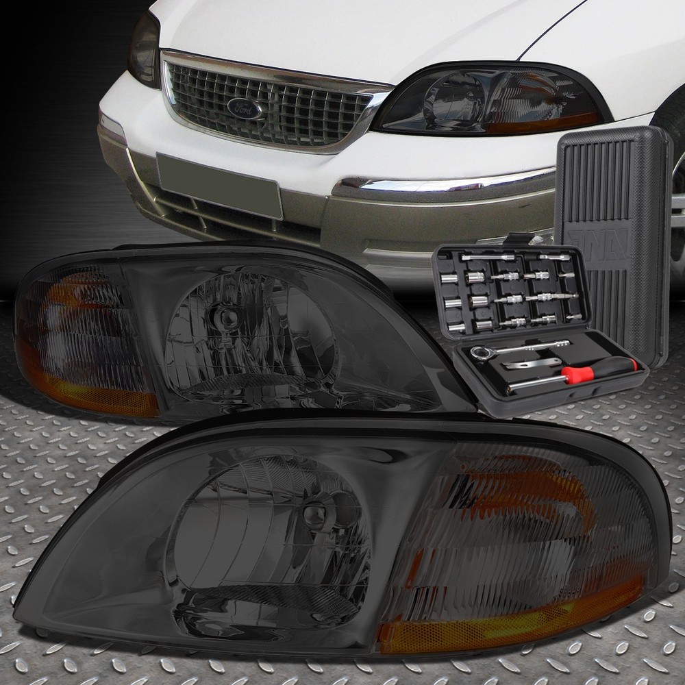 99-03 Ford Windstar Smoked Amber Corner Headlight Housing with Tool Set