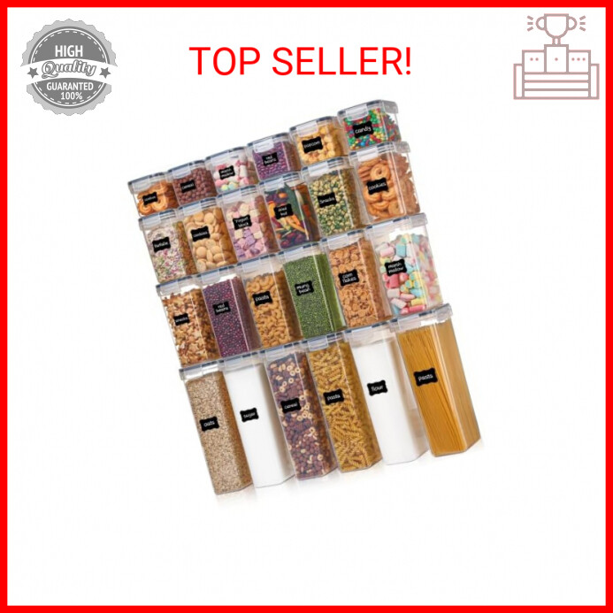 Airtight Plastic Food Storage Containers with Lids by Vtopmart, 24-Piece Kitchen Set