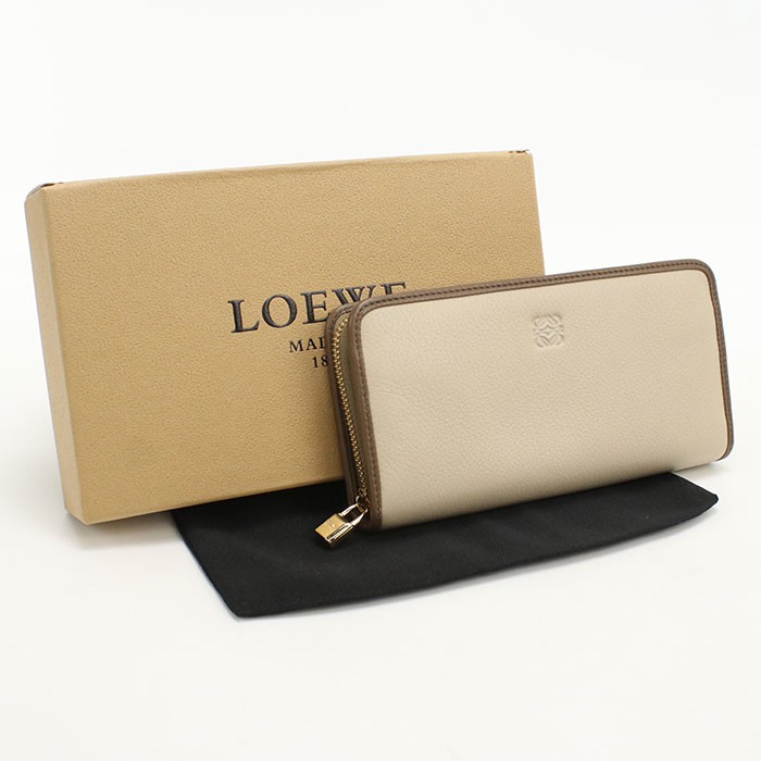 LOEWE Long Wallet Beige Zipper Round Zip Around Women