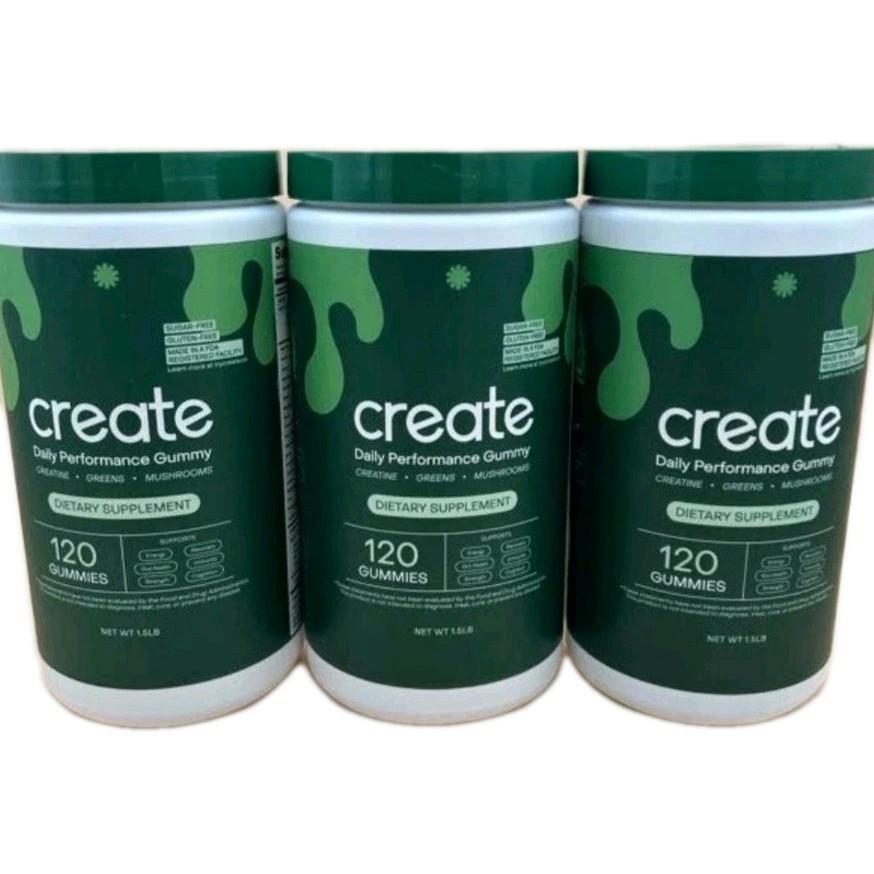 (3)Create Daily Performance Gummy-120 Gummies Dietary Supplement Per Cont ×3=360