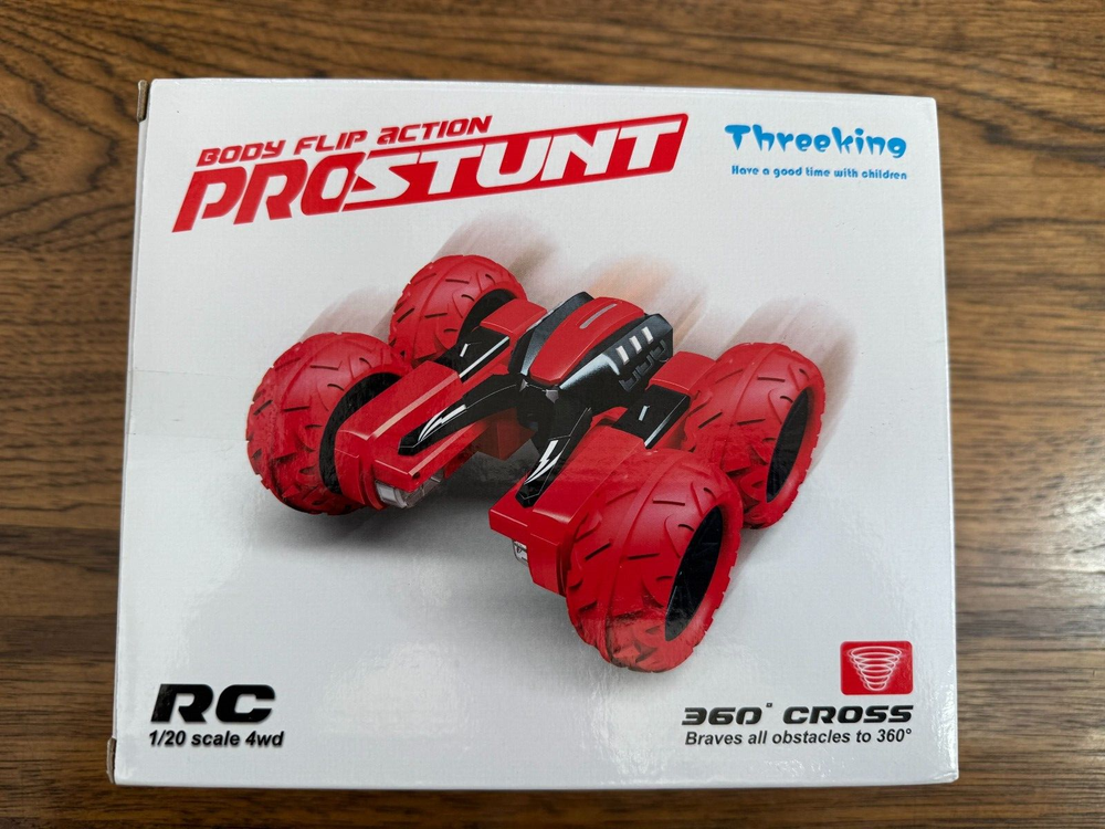 Threeking RC Stunt Car - Remote Control Car with Lights, Rotating Double-Sided