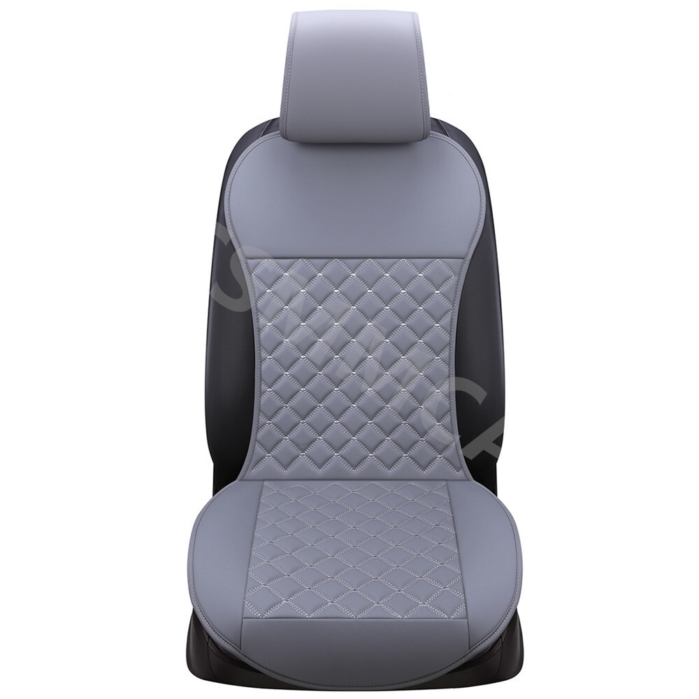 Non-Slip Gray PU Leather Single Front Car Seat Cushion Cover