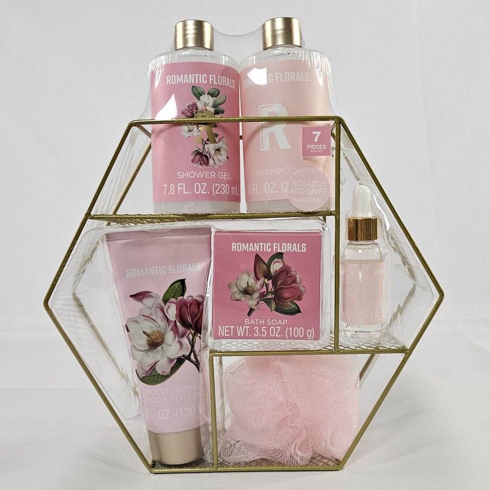 Romantic Florals 7 Piece Bath Set New Factory Sealed