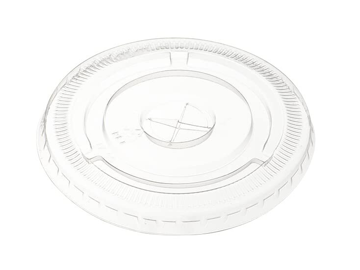 100-Count Clear PET Plastic Flat Lids with Straw Slot