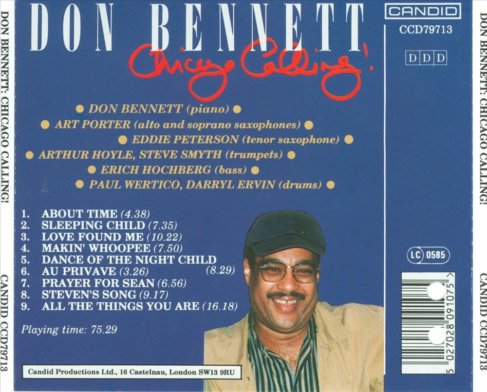 THE DON BENNETT SEXTET CHICAGO CALLING NEW CD