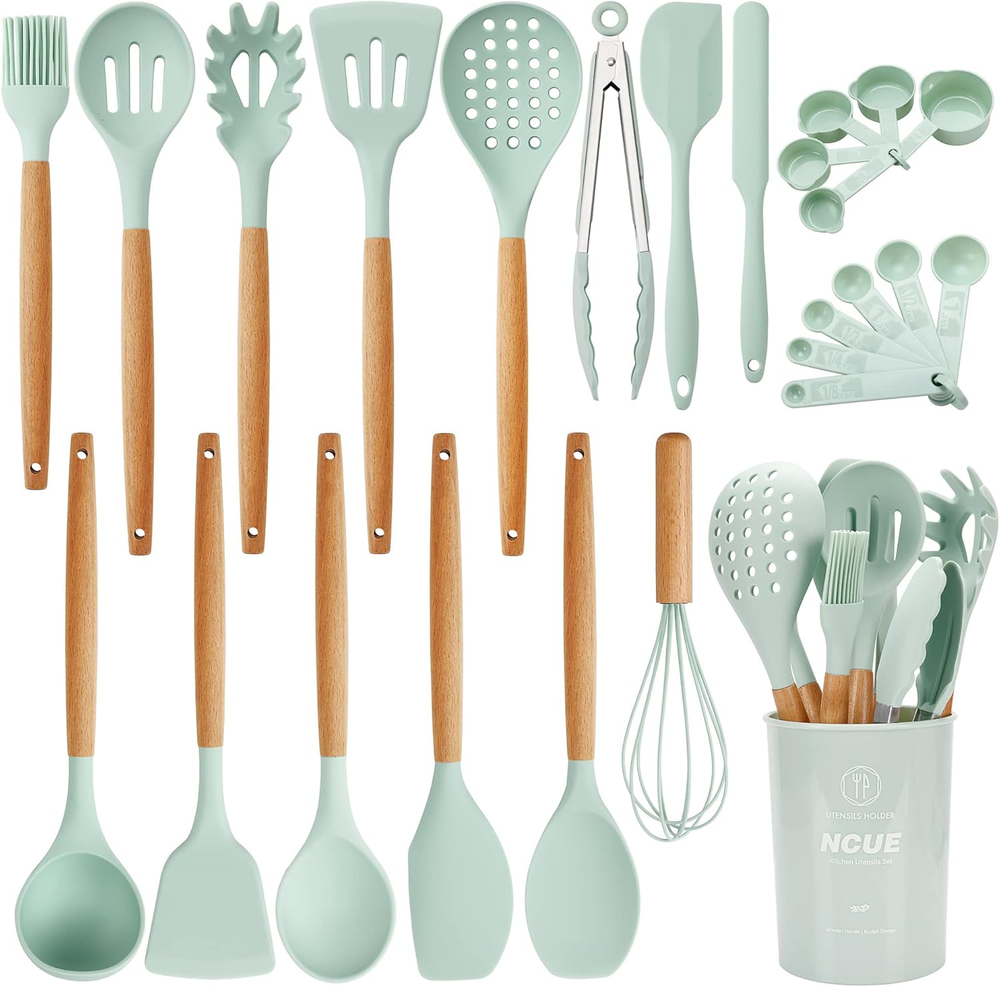 Kitchen Utensils Set, 26 Pcs BPA Free Non-Stick Silicone Cooking Kitchen Utensil