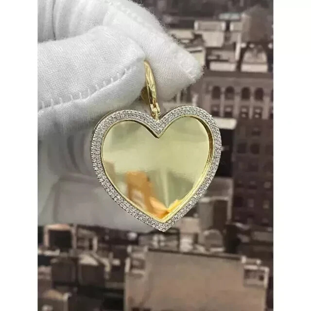 2.30Ct Round Moissanite Heart Pendant in 14K Gold Plated