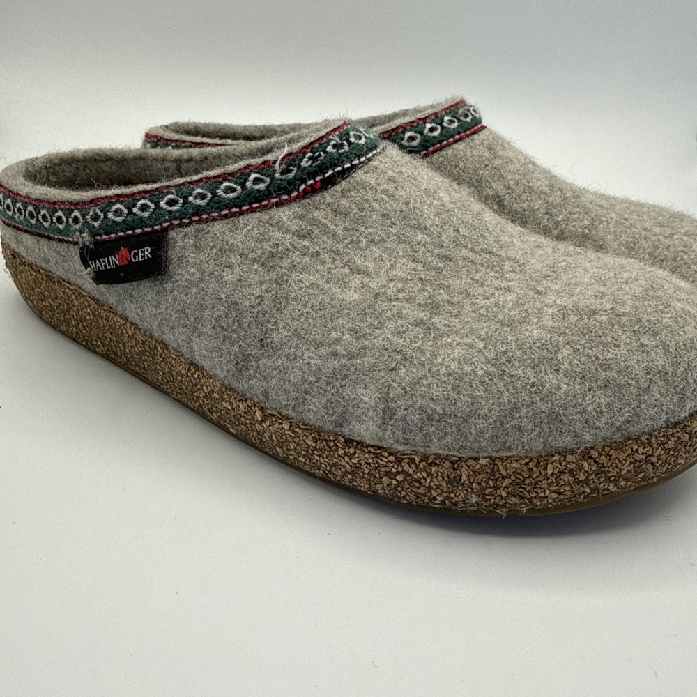 Haflinger Grizzly Wool Slippers Womens EU 42 US 9.5 Gray Clogs House Shoes