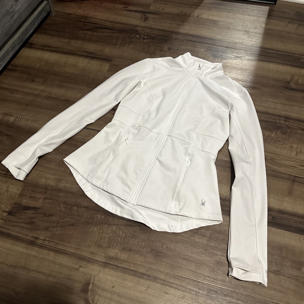 Spyder Women’s white define Sweater/Jacket  Sz Small Full Zip Long Sleeve