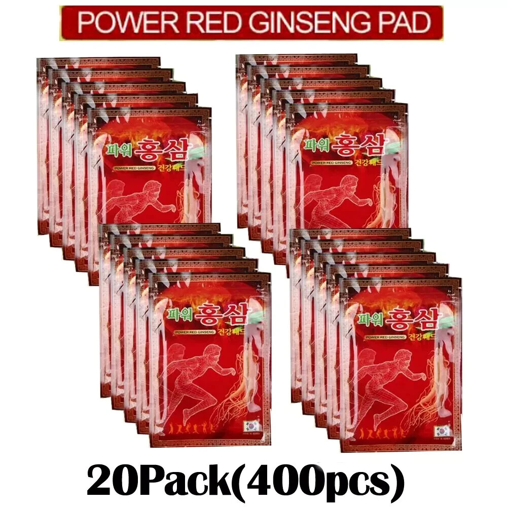 20 Pack 400 Sheets Power Red Ginseng Saponin Hot Pad Fast Safe Relief