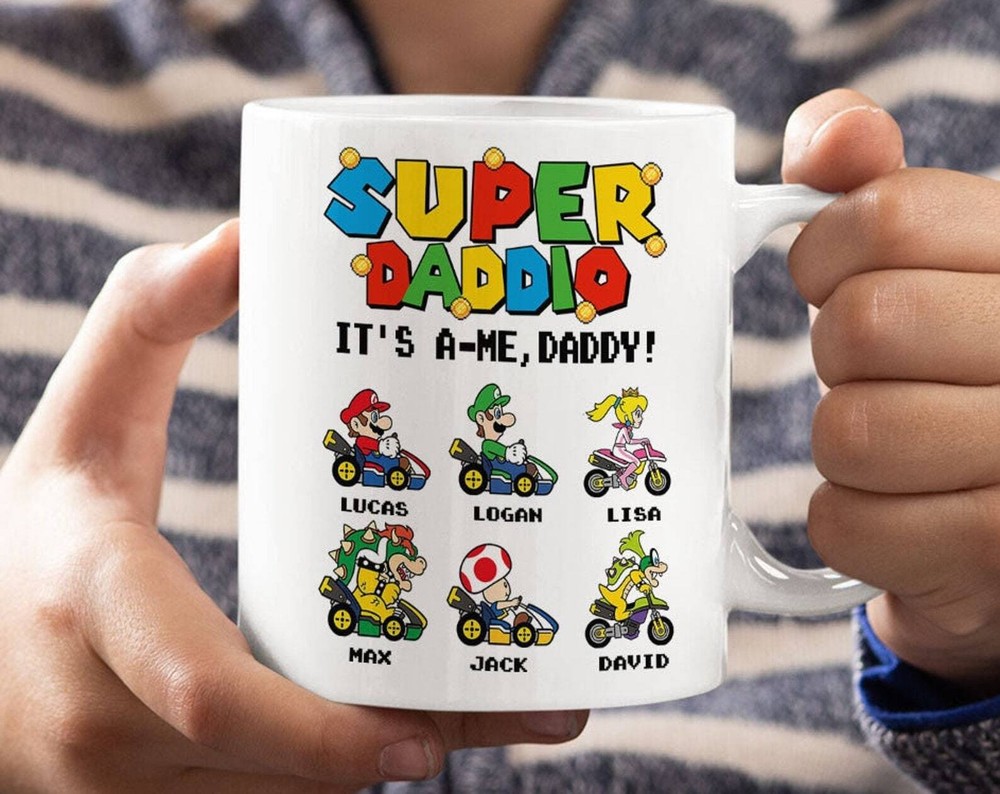 Personalized Super Daddio Game Mug Fathers Day Gift Super Daddio Mug Custom Kids