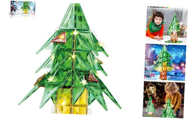 106-Piece Magnetic LED Light-Up Tiles for Christmas Tree Holiday Fun