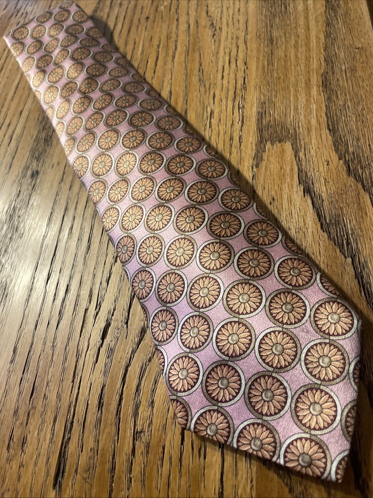 EUC Ike Behar Thick Silk Satin Foulard Tie Floral USA Hand Tailored Necktie