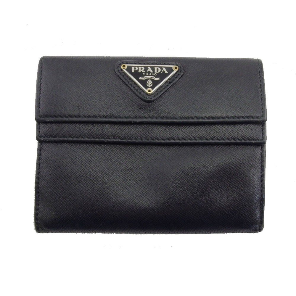 PRADA Tri-fold wallet black Women Authentic secondhand