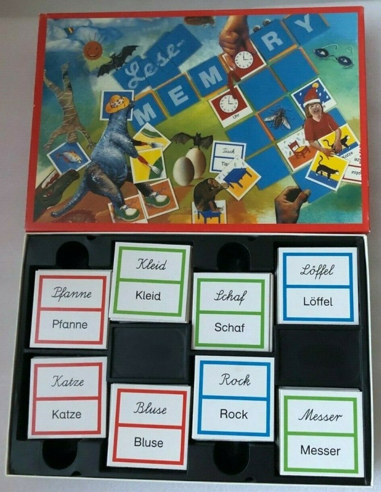 German Reading Memory Game for Children Kids Learning Foreign Language Education