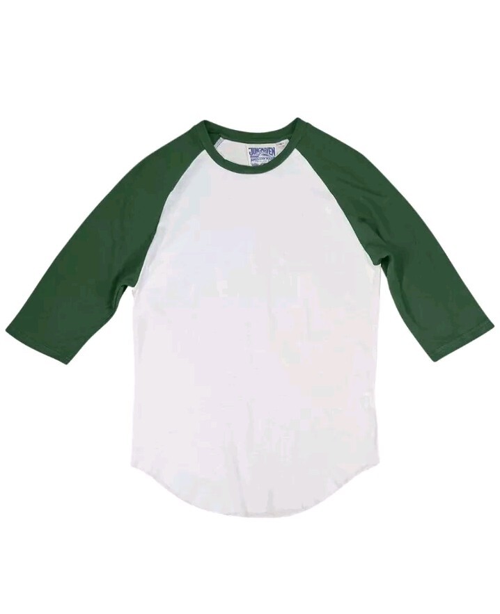 NWT Jungmaven 3/4 Stones Raglan Sleeve  Shirt White Green Hemp/Cotton Medium