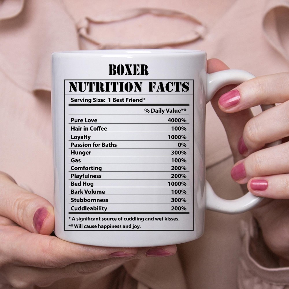 Funny Boxer Gifts Nutritional Facts White Coffee Mug