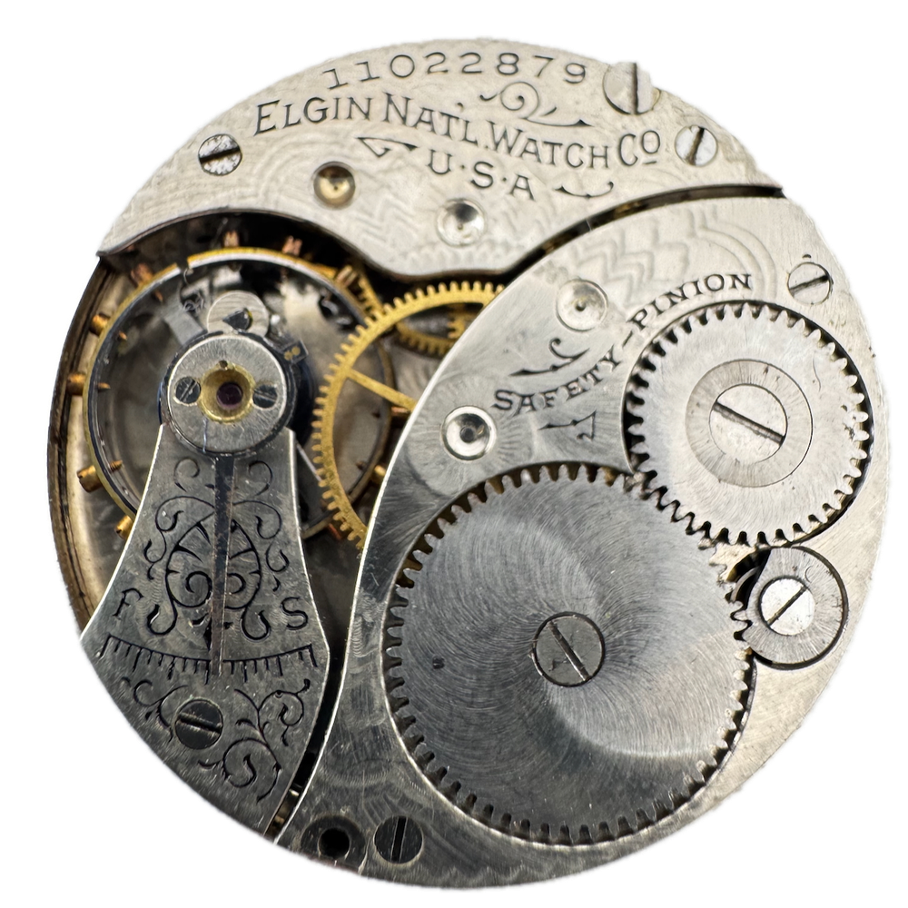 Antique 1905 Elgin 7 Jewel Hunter Pocket Watch Movement 320 USA Mechanical