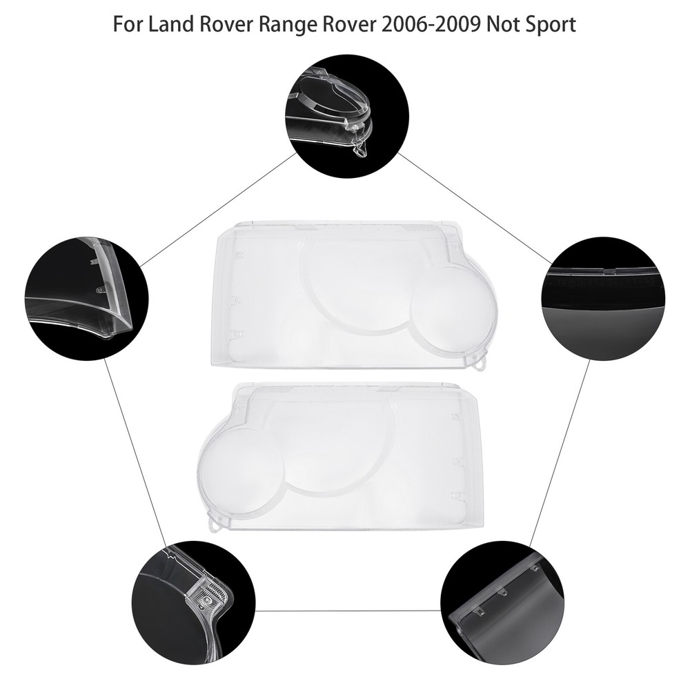 1 Pair Headlight Lens Cover For Land Rover Range Rover 2006-2009 （Not Sport）
