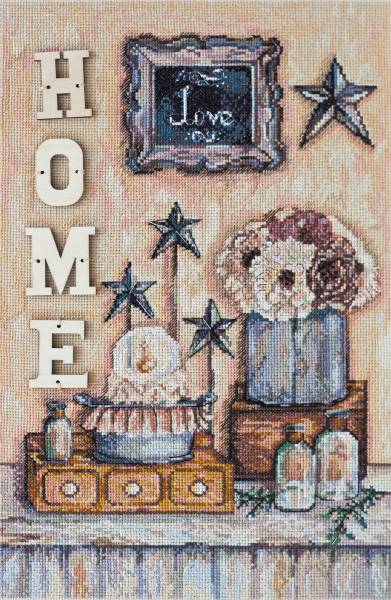 Cross stitch kit - Warm House 25x38cm Ecru Aida 14ct needlepoint kit