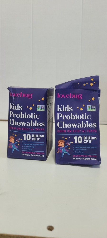 lovebug PROBIOTICS for Kids Probiotic Chewables w/ Prebiotic Fiber 60 Pcs 10/25