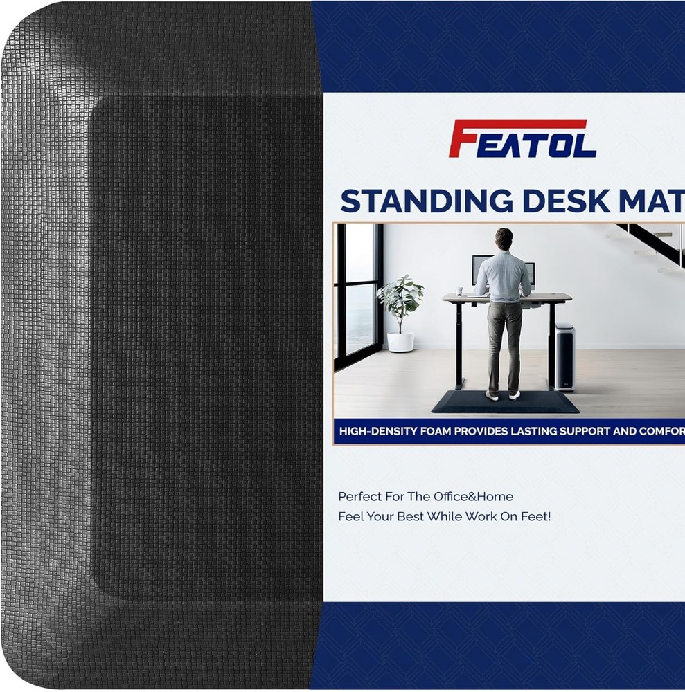 12-Hour Comfortable Standing Desk Mat – 0.9” Thick Ergonomic Solution in Black