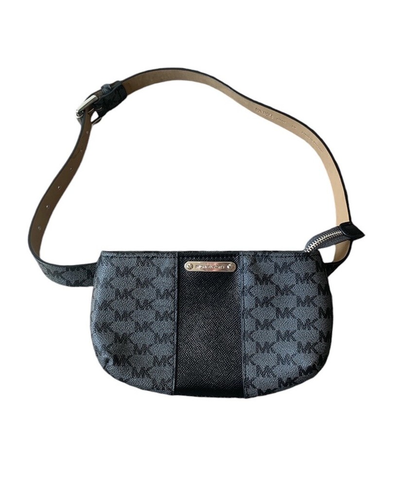 Michael Kors Black Gray Logo Belt Bag S/M Crossbody Minimalist Travel Unisex