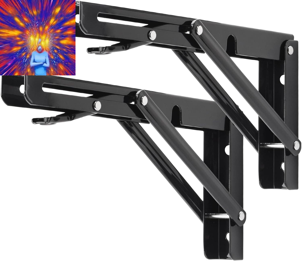 Folding Shelf Brackets, 10 Inch Heavy Duty Collapsible Shelf Bracket, Black DIY