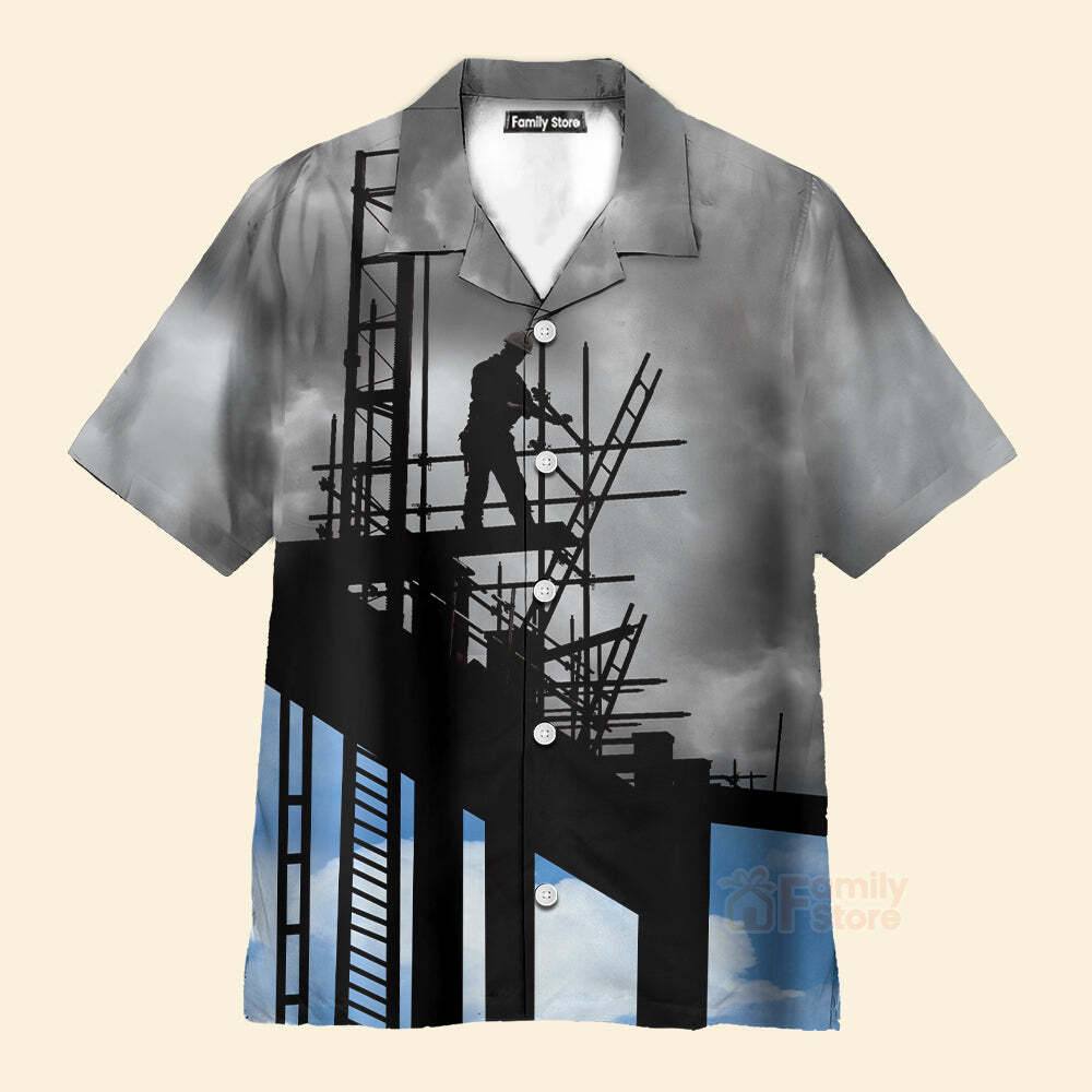 Ironworker Hawaiian Shirt Featuring a Stunning Sunset Design