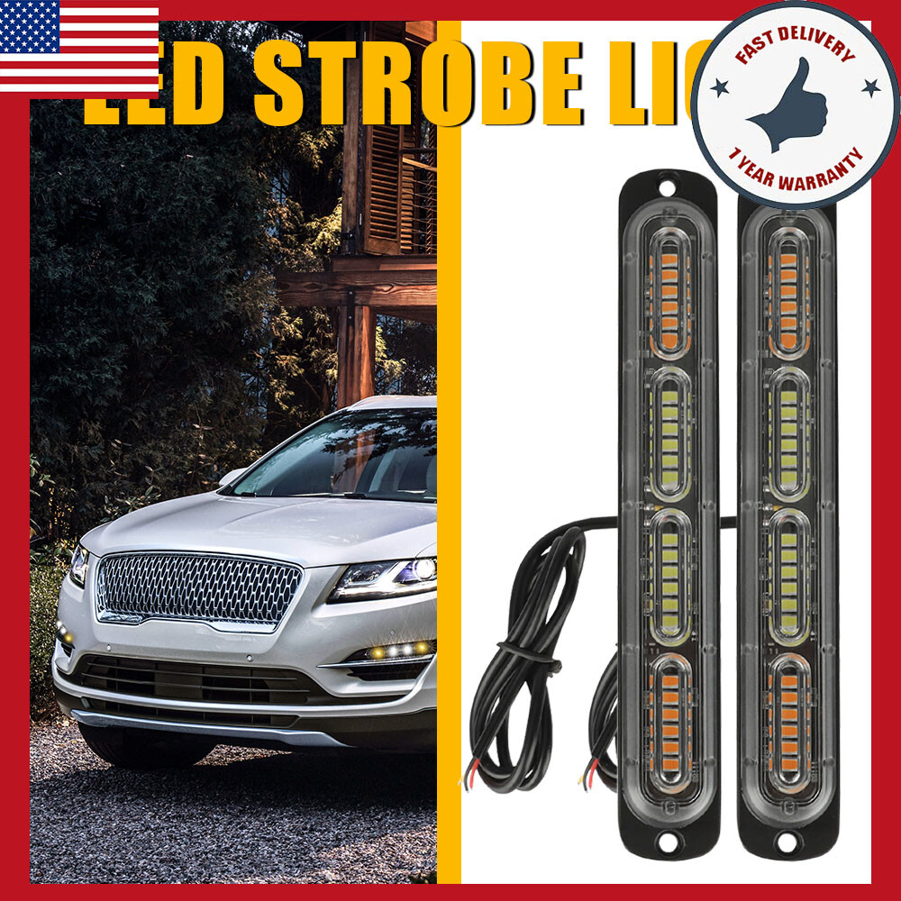 Amber White LED Quality Hazard Warning Strobe Flash Light Bar Car Safety Truck