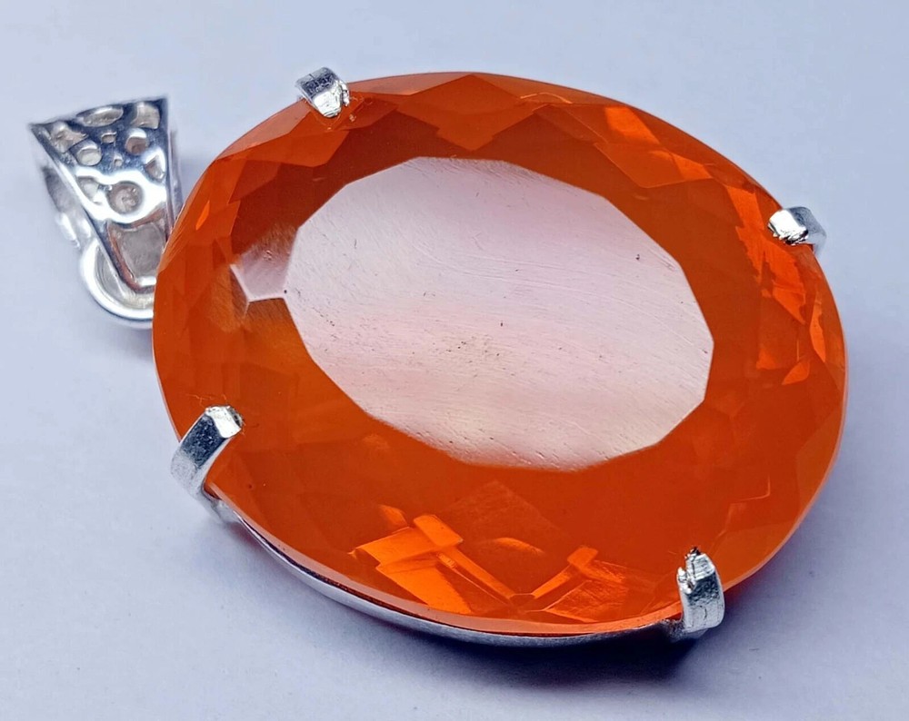 93-94 Ct Natural Orange Opal Locket Pendant Oval Cut Certified Gemstone PD058