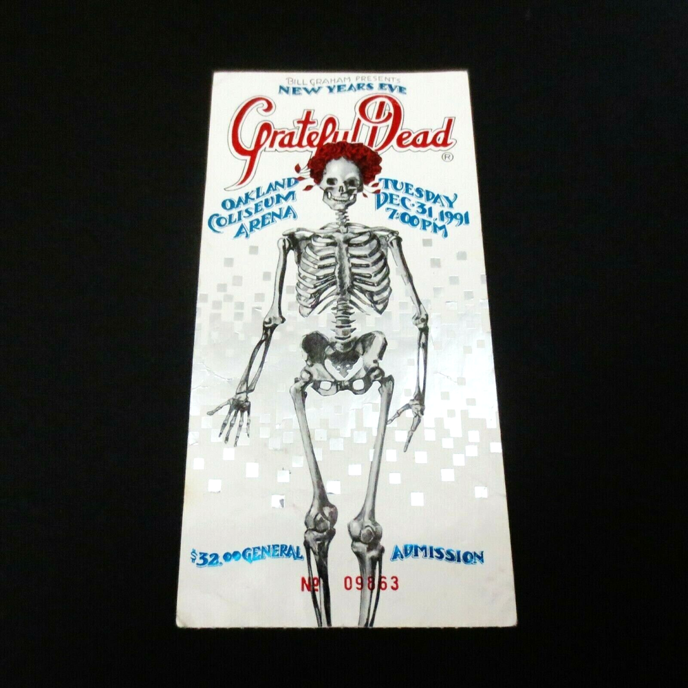 Grateful Dead 1991 NYE Ticket Stub Skeleton BGP GDTS 12/31-image