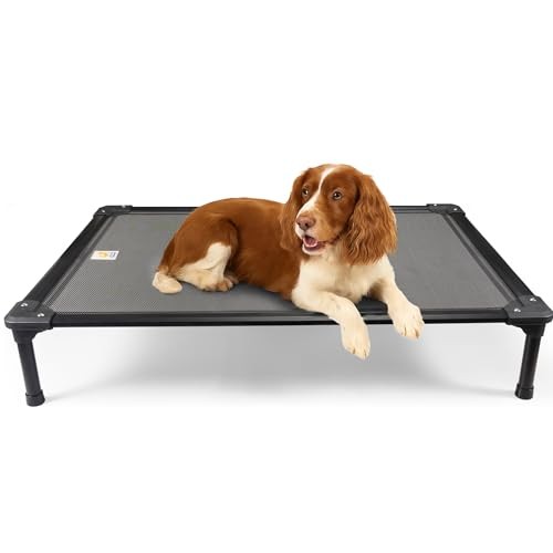 42 Inch Chew-Proof Elevated Dog Bed - Large Black Raised Pet Cot for Comfort