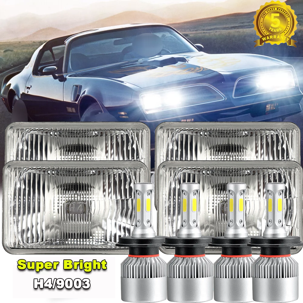 1977-1981 Pontiac Firebird Trans Am 4x6 Inch LED Headlights 4-Piece Set  