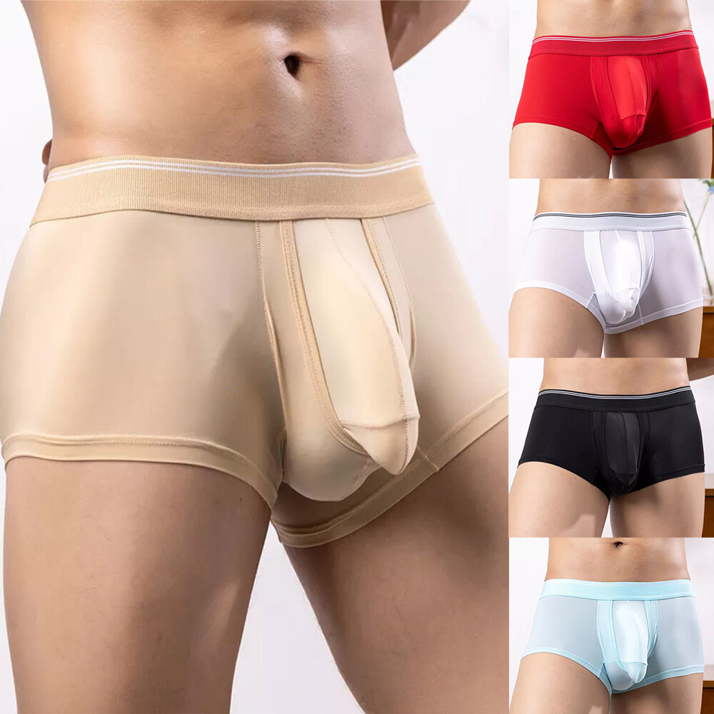 Men's Breathable Soft Boxer Briefs with Bulge Pouch Comfort Trunks